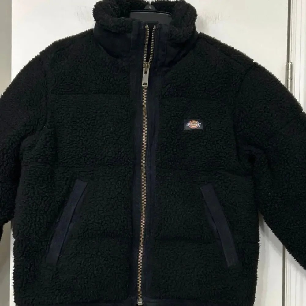 Dickies Mount Hope Sherpa Puffer Jacket Knit Black Women’s Small Cozy Winter - Picture 5 of 16
